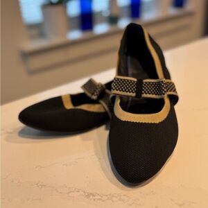 Black and Gold Mary Jane Flats